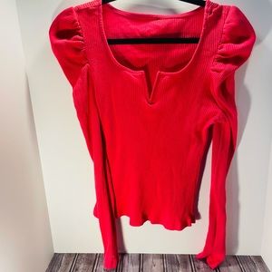 Pink plunging sweater